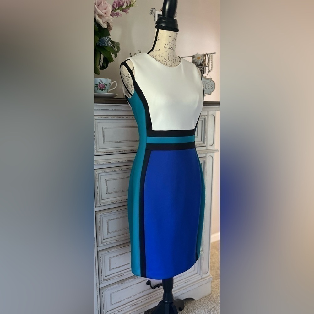 🖤GORGEOUS FABRIC! Pretty & Professional designer sheath dress, size 6-se… - Picture 4 of 14